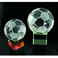 Soccer Ball Optical Crystal Award w/ Rainbow Base